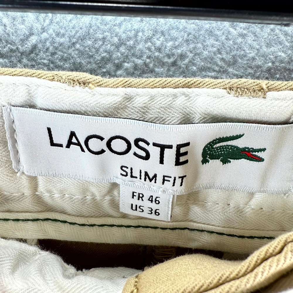 Lacoste Gabardine Shorts Men's 36 Beige Slim Fit Slash Pockets Mid-Rise Outdoor - Picture 8 of 16